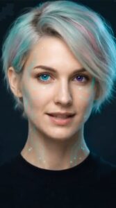 AI-generated portrait with glowing circuit lines